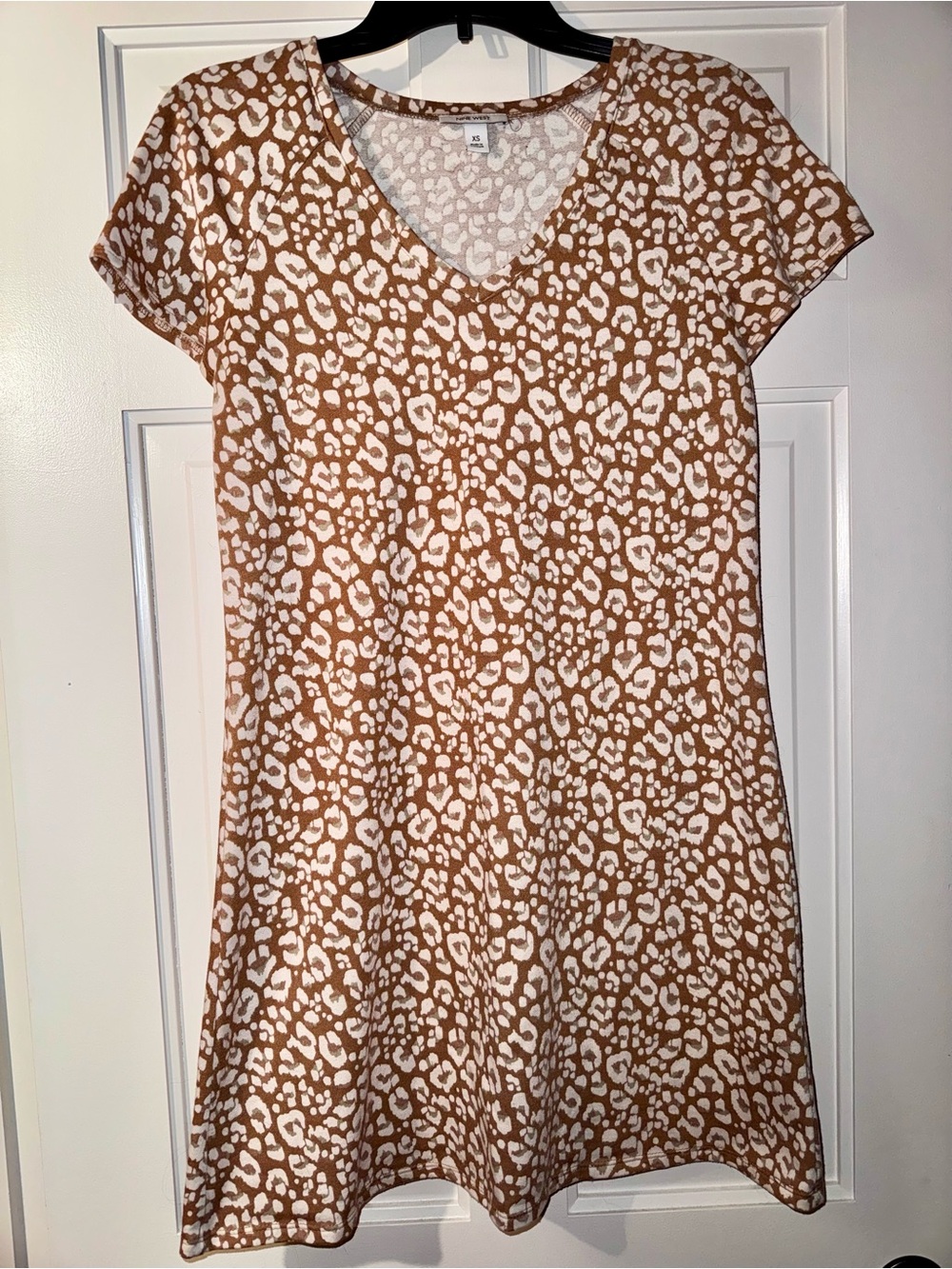 Nine West Tan and White Leopard Print Midi Dress